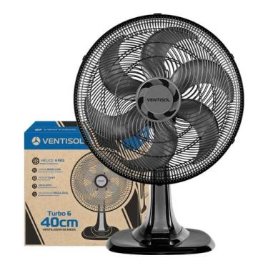 Imagem de Ventilador De Mesa Oscilante 40 cm 6 Pás Turbo Preto Ventisol, 220V