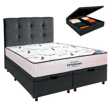 Imagem de Box Bau Blindado + Colchão Queen High Foam Ortobom + Cabeceira