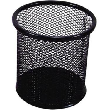 Imagem de PORTA-LÁPIS Aramado Redondo Preto para Mesa de Escritório - KIT