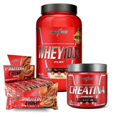 Imagem de Kit Whey 100% Baunilha + Crisps Bar + Creatina 300g - Integralmedica, 