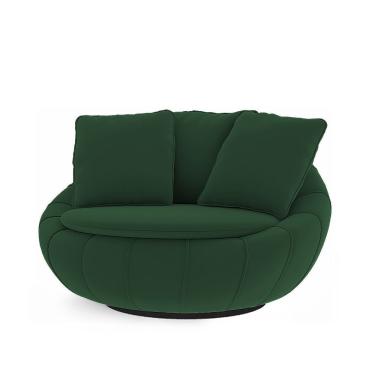 Imagem de Poltrona Decorativa Orgânica Giratória Glória em Veludo Confortável Verde para Sala de...