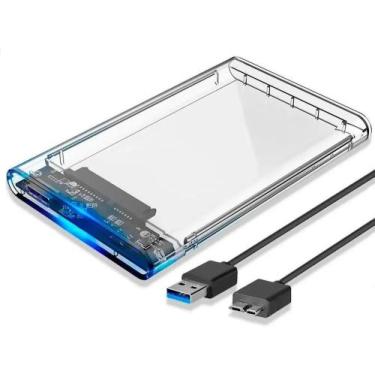Imagem de Case Para Hd Externo Transparente Notebook Sata 2.5 Usb 3.0 - Exbom