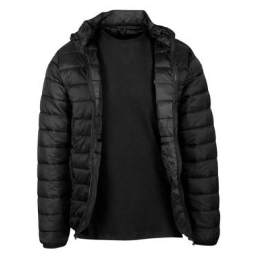 Imagem de Jaqueta Bobojaco Preta Masculina Inverno Corta Vento Acolchoada Nylon 