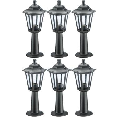 Imagem de 6 Balizadores Luminárias de Chão Muro 44x18cm Preto Colonial Termoplástico Grega Dital