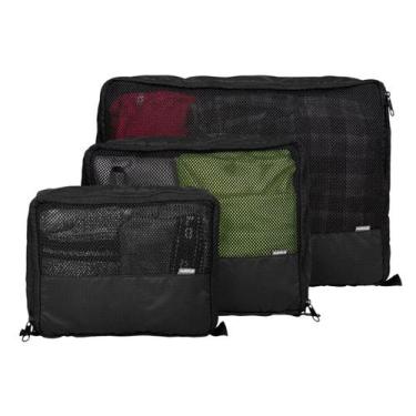 Imagem de Kit Organizador Bagagem Curtlo Mesh Organizer Trio 3 Medidas, Preto