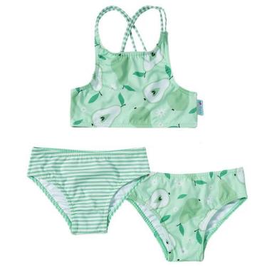 Imagem de Biquíni Infantil Top com Duas Calcinhas Proteção UV Pera Verde Claro T