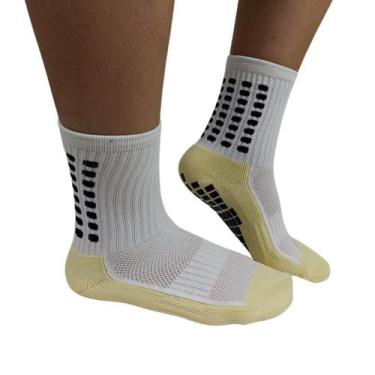 Imagem de Meião Unissex Futebol Prosocks Grip Branco/Amarelo, Branco, Amarelo, P