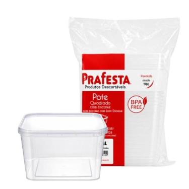 Imagem de Pote Quadrado C/Lacre 600ml com 10 Unidades Prafesta