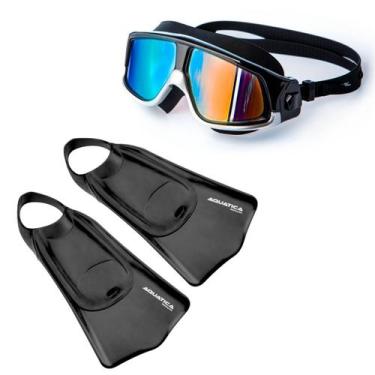 Imagem de kit triathlon pé de pato e óculos proteção uv 100% e antifog - NETDIVE