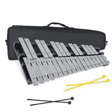 Imagem de Glockenspiel de percussão Julymoda com 30 notas, baquetas e bolsa