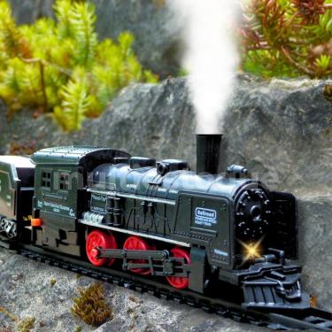 Imagem de Trem Infantil com Luz Trilhos e Vagões Plástico com Trilhos Fáceis de Montar e Estimula Criatividade
