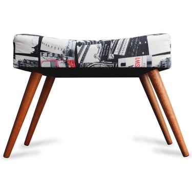 Imagem de Puff Cama inBox Londres Retangular com Pés em Madeira Maciça Tecido Suede