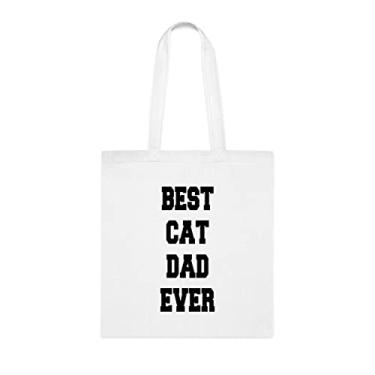 Imagem de Bolsa Tote Dad Cat Dad, Best Cat Dad Ever Tote bags, de papai de gato, para papai de gato, bolsa de ombro papai de gato, bolsas reutilizáveis para papai de gato, presente de gato da criança favorita, Branco