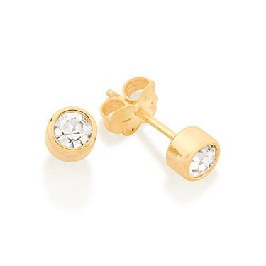 Imagem de Brinco Rommanel Banhado Ouro Solitário Cristal Ponto Luz 520185