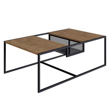 Imagem de Mesa de Centro Com Nicho Pés Metálicos York Vermont/Preto - Artesano