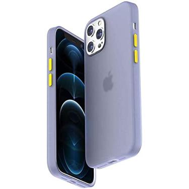 Imagem de KKFAUS Capa de telefone à prova de choque de silicone líquido translúcido, capa para Apple iPhone 12 Pro Max (2020) 6,7 polegadas [design de cor contrastante] [proteção de tela e câmera] (cor: azul)