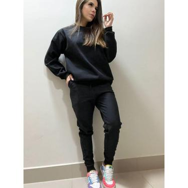 Imagem de Conjunto De Moletom Abrigo Feminino Flanelado Algodão Liso