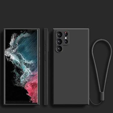 Imagem de Capa de telefone com alça de pulso de silicone líquido para Samsung S22 Ultra S21 Plus S20 FE Note 20 10 Pro S10 Lite S9 S8 Capa macia, preta, para S22