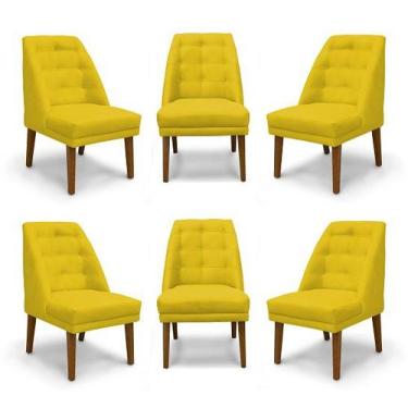 Imagem de Kit 6 Cadeiras De Jantar Paris Suede Amarelo - Meular Decor - Meu Lar