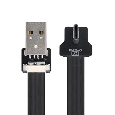 Imagem de NFHK Cabo FPC fino plano de dados USB 2.0 tipo A macho para USB-C tipo C macho, para FPV, disco e telefone de 50 cm