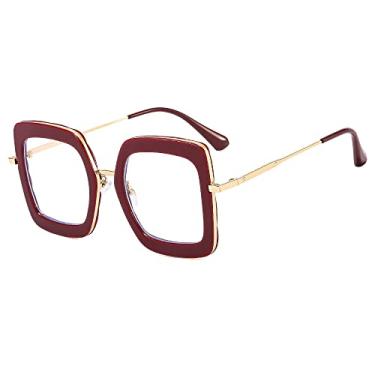Imagem de Óculos vintage feminino masculino anti azul claro quadrado óculos transparente armação de óculos lente transparente armação de óculos, 6, tamanho único