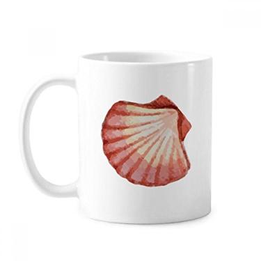 Imagem de Caneca de cerâmica com ilustração vermelha da vida marinha da Scallop para café e porcelana