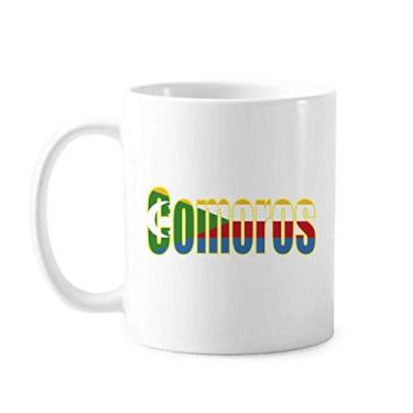 Imagem de Caneca com nome da bandeira do país Comores cerâmica xícara de porcelana de café louça