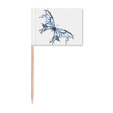 Imagem de Blue Butterfly Kite Art Deco Presente Fashion Palito de Dente Bandeira Marcador Topper Decoração de Festa
