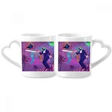 Imagem de Conjunto de canecas de porcelana para casais, design de fantasia, dança, DJ, coração
