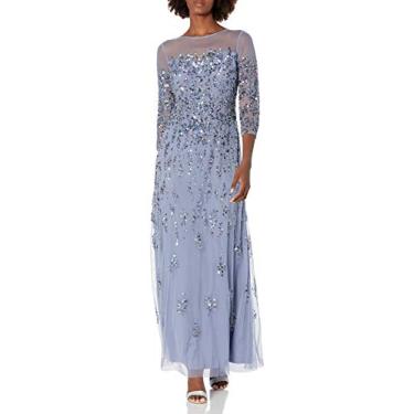 Imagem de Adrianna Papell Vestido feminino de gola redonda com contas, Glicínias legais, 36