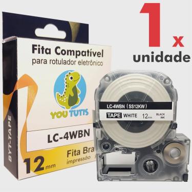 Imagem de Fita LC-4WBN Compatível Para Rotulador epson 12mm Branca