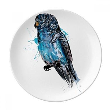 Imagem de Prato de pássaro de papagaio preto azul decorativo de porcelana salver louças de jantar