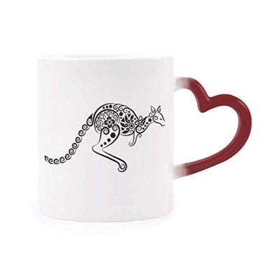 Imagem de Caneca sensível ao calor com ilustração de esqueleto canguru sabor australiano, copo de grés que muda de cor vermelha