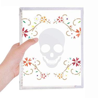 Imagem de Caderno de ilustrações de crânio de flores com folhas soltas diário recarregável artigos de papelaria