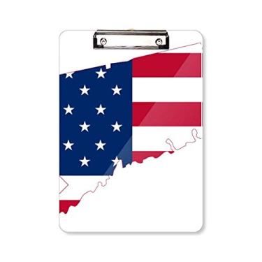 Imagem de Connectic USA Mapa Estrelas Tripes Bandeira Forma Prancheta Pasta Bloco de Escrita Placa de Apoio A4