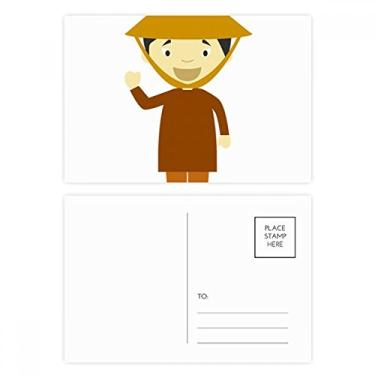 Imagem de Boné de bambu Vietnã desenho animado cartão postal aniversário correspondência cartão de agradecimento