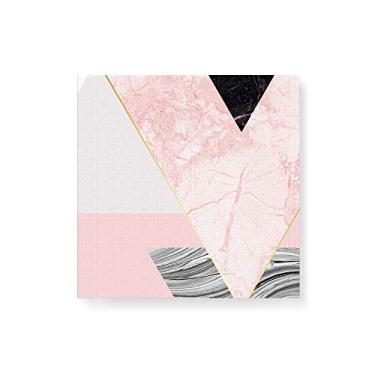 Imagem de Arte Maníacos Quadro Decorativo em Tela Canvas Geométrico Triângulos Mármore Rosa - 50x50cm