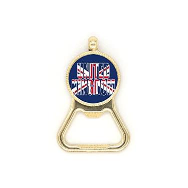 Imagem de Chaveiro de aço inoxidável com nome da bandeira do Reino Unido e abridor de garrafas de cerveja