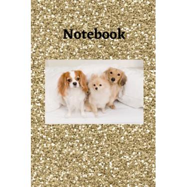 Imagem de Notebook: Three dogs and gold glitter notebook.