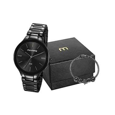 Imagem de Kit Relógio Mondaine Feminino Preto 53759LPMVPE2K3