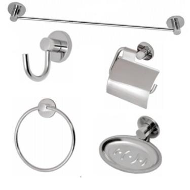 Imagem de Kit Acessórios Para Banheiro Aço Inox 5 Peças Luxo - Jed Metais