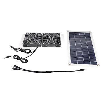 Imagem de Kit de ventilador de painel solar portátil ao ar livre 18 V pet ambiental 10W galinheiros verde kit de ventilador duplo com exaustor ventilador de ventilação de duto ventilador solar para ventilação, ventilador solar para ventilação, ventilador de exaustão alimentado por energia solar