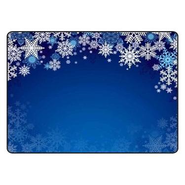Imagem de Tapetes de área para sala de estar quarto Natal azul branco flocos de neve conforto tapete de engatinhar sala de jantar sala de aula escritório tapete leve 4'10" x 6'8"