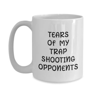Imagem de Caneca de café com lágrimas de oponentes de tiro armadilha, xícara de café com humor de tiro de armadilha, caneca de café com brincadeiras de tiro de armadilha, xícara de café para entusiastas de tiro em armadilhas, ideia de presente de aniversário de Natal (425 g)