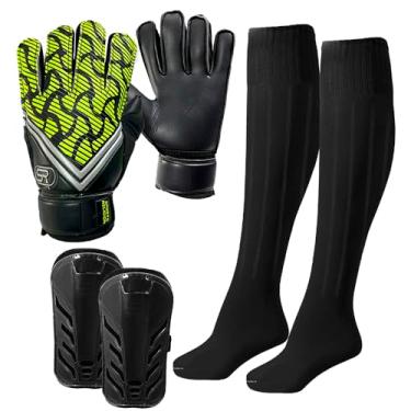 Imagem de Kit Infantil - Luva Goleiro + Caneleira + Meião Futebol (5, Preto)