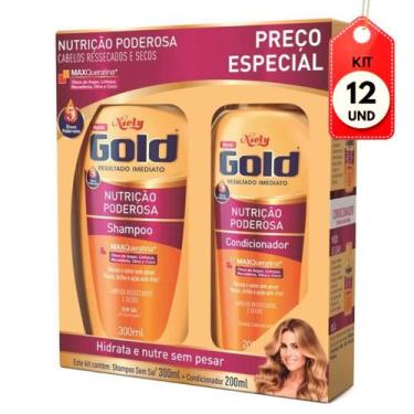 Imagem de Kit C/12 Niely Gold Nutrição Poderosa Shampoo 300ml + Condicionador 20
