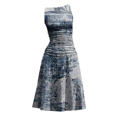 Imagem de UIFLQXX Vestido de coquetel feminino com alças para pendurar no pescoço, vestido casual, vestido de coquetel, vestido vintage, vestido maxi, Azul, G