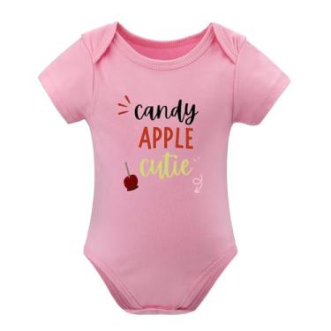 Imagem de SHUYINICE Macacão infantil engraçado para meninos e meninas macacão premium para recém-nascidos body doce maçã fofo bebê macacão, rosa, 12-18 Months