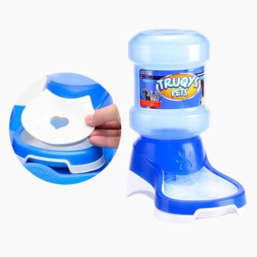 Imagem de Kit Bebedouro Automático Pet 2L para Cães Gatos Cachorro Caes Pequeno Médio Porte e Adaptador de Pelos Longos Não Molha Água Sempre Fresca e Limpa Fonte Galão Pote Vasilha Animais de Estimação - Azul