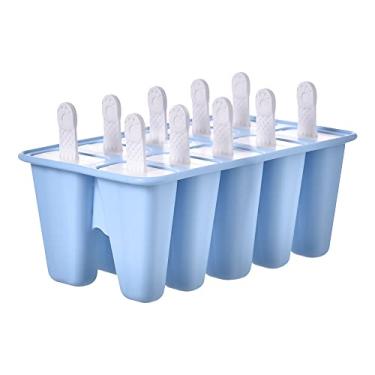 Imagem de YUHOME Moldes de silicone para picolés de gelo, 10 peças, reutilizáveis, sem BPA, fácil de liberar, com palitos para crianças e adultos, máquina de picolé de gelo caseira